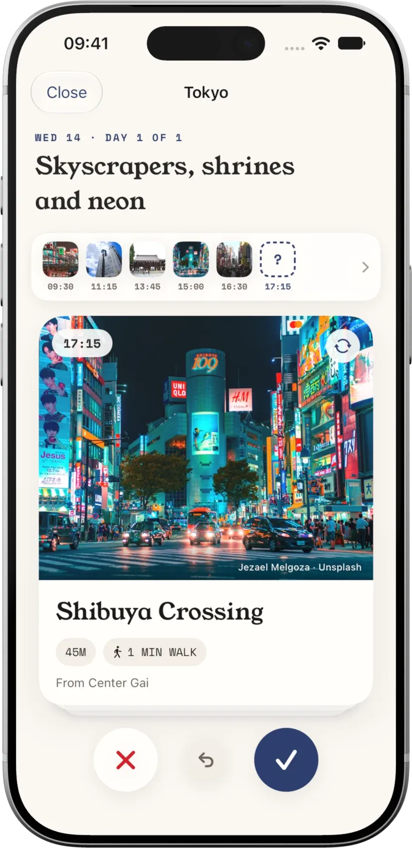 Traypass swipe deck suggesting Shibuya Crossing for a day in Tokyo